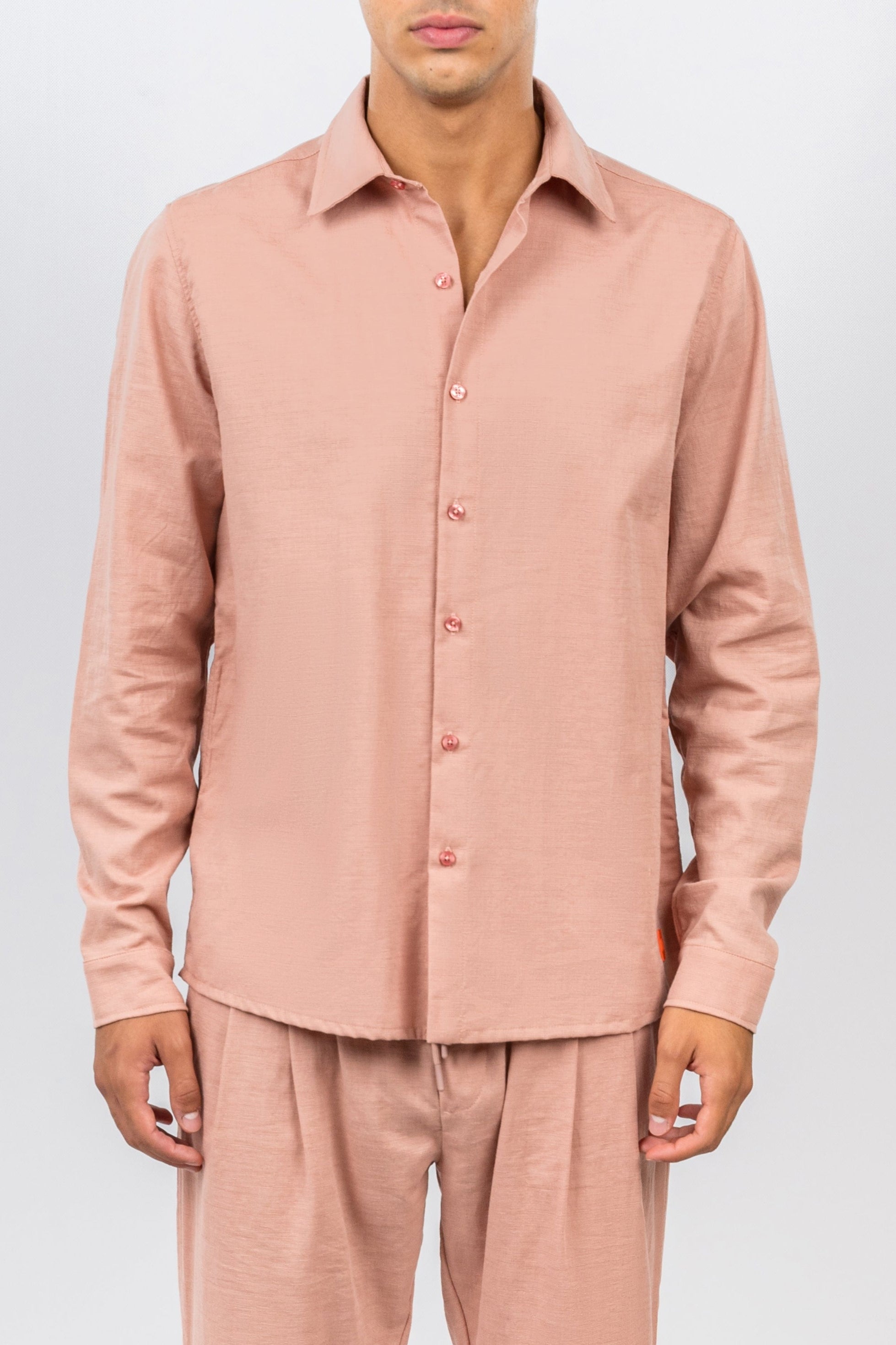 drt_Flow_Linen_S/s_Button_Down_pink_shirt_front